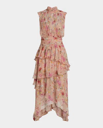 Patbo Lily Ruched Floral A-line Midi Dress In Multi