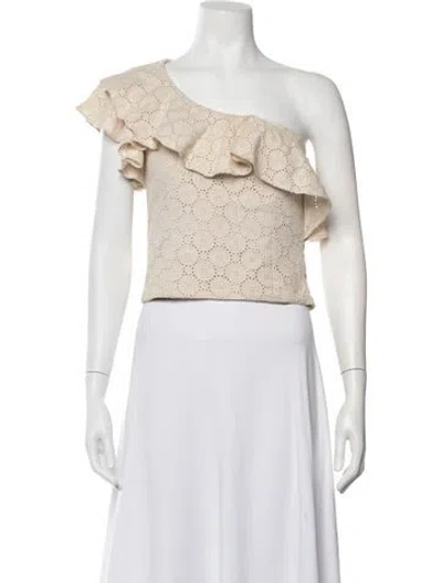Pre-owned Patbo Linen Lace Pattern Top In Neutrals