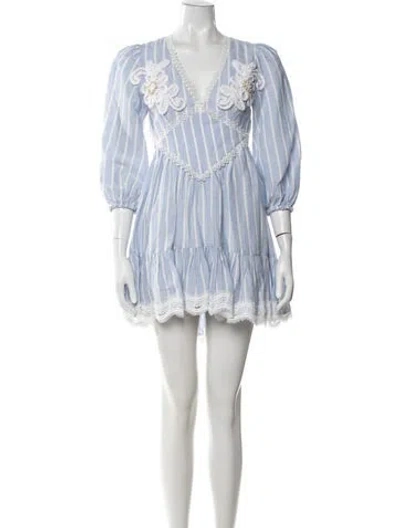 Pre-owned Patbo Linen Mini Dress In Blue