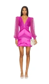 Patbo Long Sleeve Fringe Mini Dress In Cerise