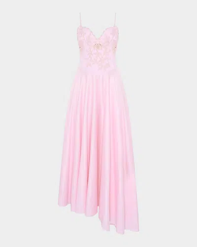 Patbo Lotus Floral Embroidered Corset-inspired Maxi Dress In Light Pink