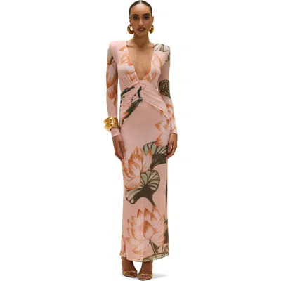 Patbo Lotus Long Sleeve Maxi Dress In Pink