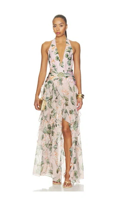 Patbo Lotus Plunge Maxi Dress In Light Pink