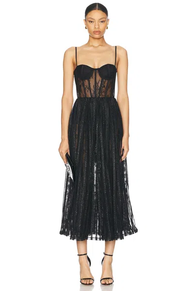 Patbo Lurex Tulle Bustier Midi Dress In Black