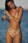 Patbo Peony Print Lycra High Waist Bikini Bottoms Yellow In Multi
