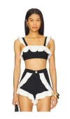 Patbo Merian Knit Flutter Color Block Bikini Top In Black