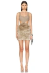 PATBO METALLIC FRINGE CUT-OUT MINI DRESS