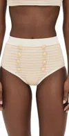Patbo Lily Floral Print High Rise Bikini Bottom In Off White