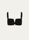 Patbo Metallic Jacquard Bikini Top In Black