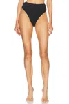 Patbo Metallic Jacquard High Waist Bikini Bottom In Black