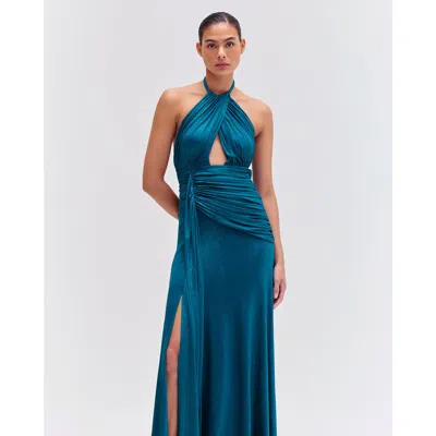 Patbo Metallic Jersey Halterneck Max In Emerald