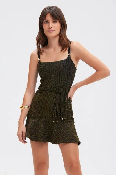 Patbo Metallic Knit Mini Dress In Green