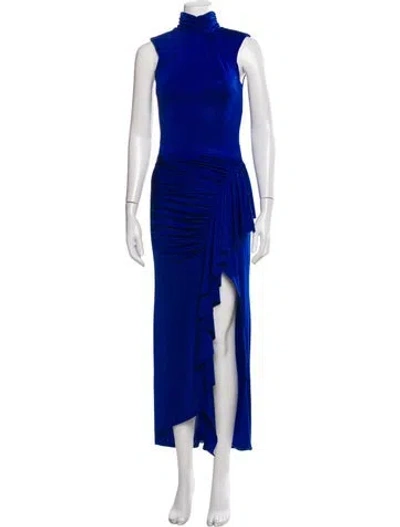 Pre-owned Patbo Mock Neck Long Dress In Blue