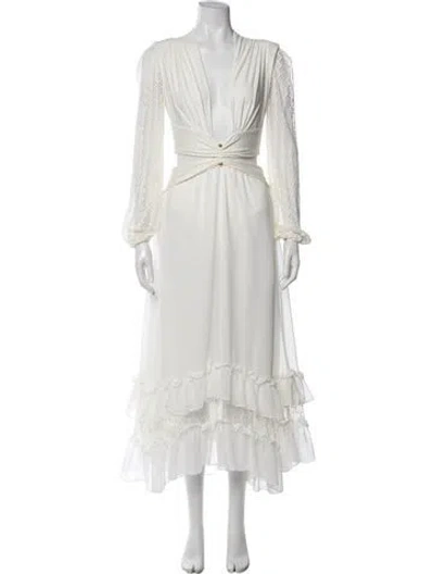Pre-owned Patbo Mock Neck Long Dress In White