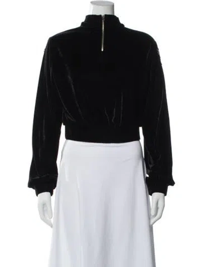 Pre-owned Patbo Mock Neck Long Sleeve Crop Top In Black
