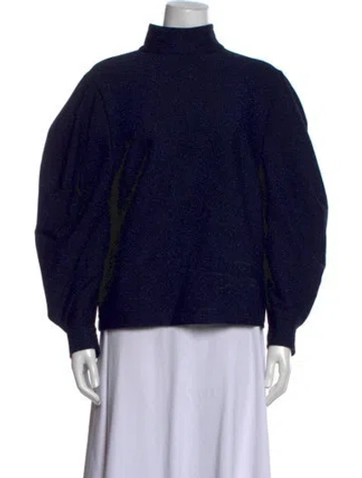 Pre-owned Patbo Mock Neck Long Sleeve Top In Blue