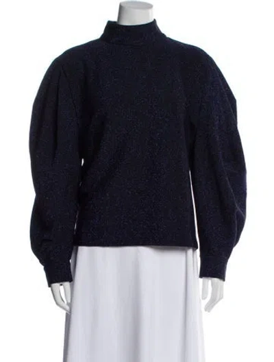 Pre-owned Patbo Mock Neck Long Sleeve Top W/ Tags In Blue