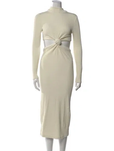 Pre-owned Patbo Mock Neck Midi Length Dress In Neutral