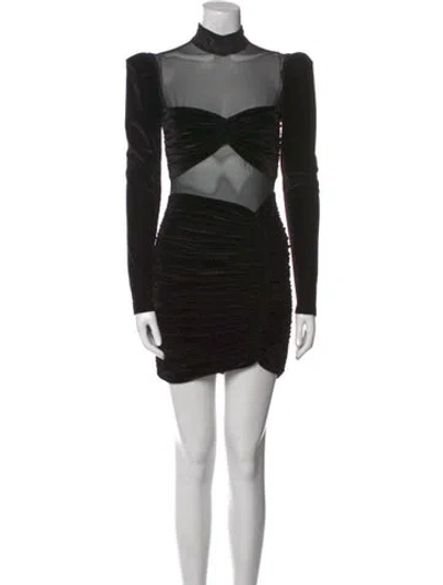 Pre-owned Patbo Mock Neck Mini Dress In Black