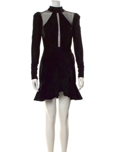 Pre-owned Patbo Mock Neck Mini Dress In Black