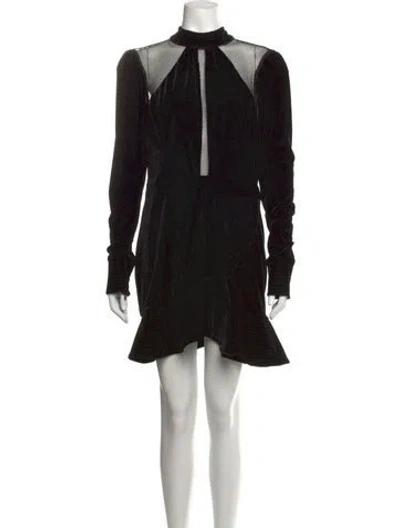 Pre-owned Patbo Mock Neck Mini Dress In Black