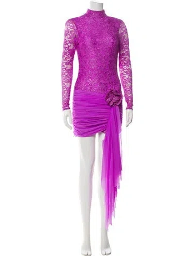 Pre-owned Patbo Mock Neck Mini Dress In Purple