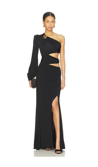 Patbo Moonlit Jersey One Sleeve Gown In Black