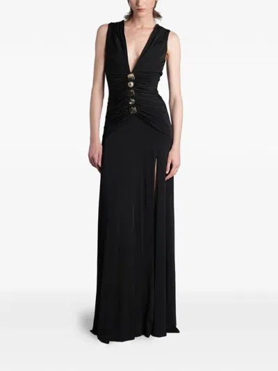 Patbo Moonlit Ruched Embellished Maxi Dress In Black