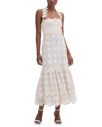 Patbo Natural Crocheted Lace Dress In Off White