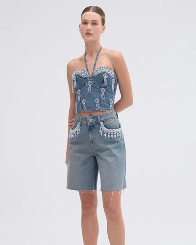 Patbo Nostalgic Sky Beaded Denim Short In Light Blue