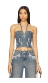 Patbo Nostalgic Sky Denim Bustier Top In 淡蓝色
