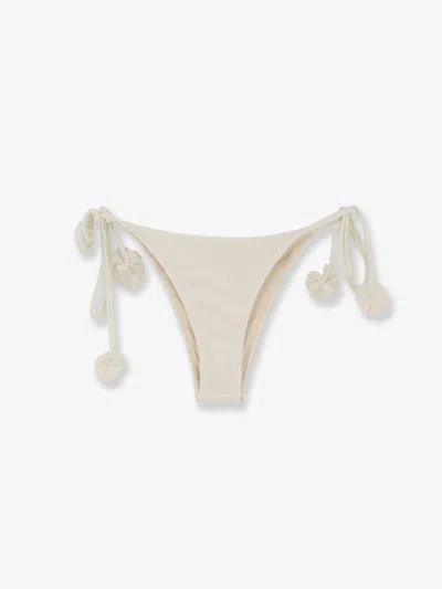 Patbo Nylon Bikini Bottoms With Floral Detail In Neutral