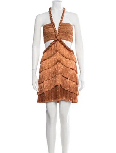 Pre-owned Patbo Nylon Mini Dress In Orange