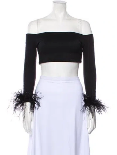 Pre-owned Patbo Off-the-shoulder Long Sleeve Crop Top W/ Tags In Black