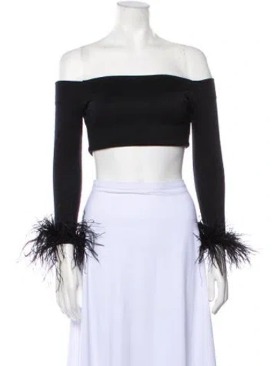 Pre-owned Patbo Off-the-shoulder Long Sleeve Crop Top W/ Tags In Black