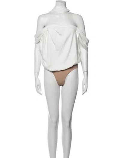 Pre-owned Patbo Off-the-shoulder Sleeveless Bodysuit W/ Tags In White