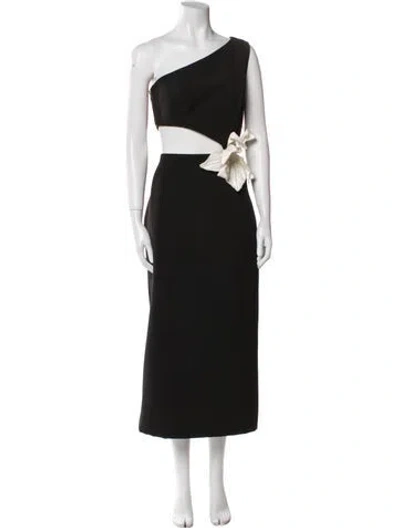 Pre-owned Patbo One-shoulder Long Dress In Black