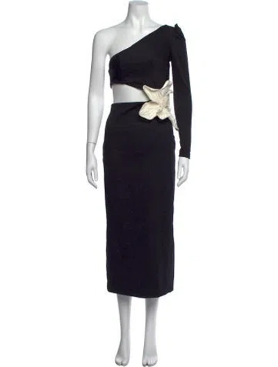 Pre-owned Patbo One-shoulder Long Dress In Black