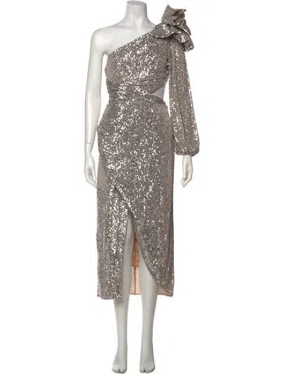Pre-owned Patbo One-shoulder Long Dress In Silver