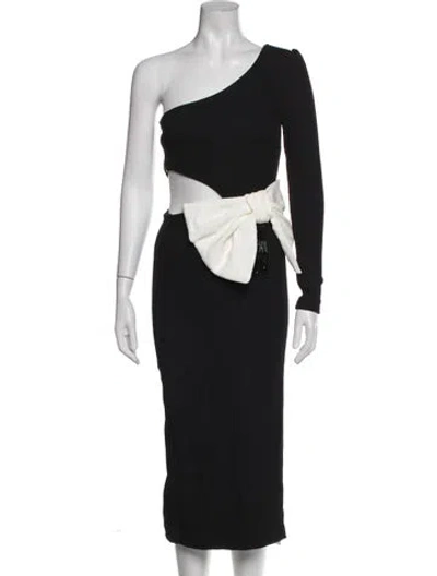 Pre-owned Patbo One-shoulder Midi Length Dress In Black