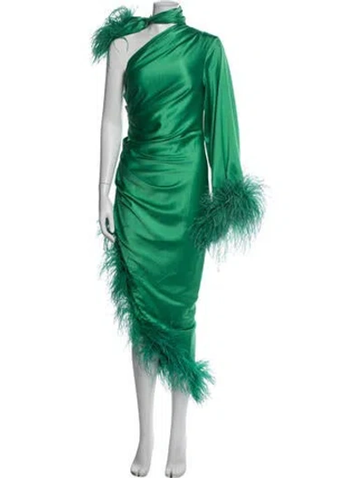 Pre-owned Patbo One-shoulder Midi Length Dress In Green