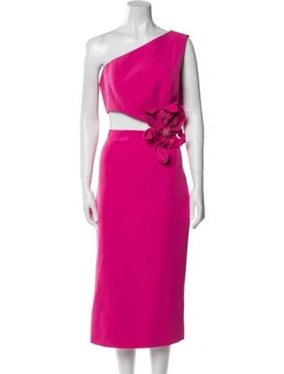 Pre-owned Patbo One-shoulder Midi Length Dress In Pink
