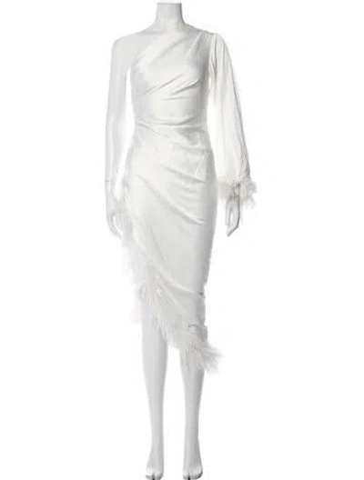 Pre-owned Patbo One-shoulder Midi Length Dress In White