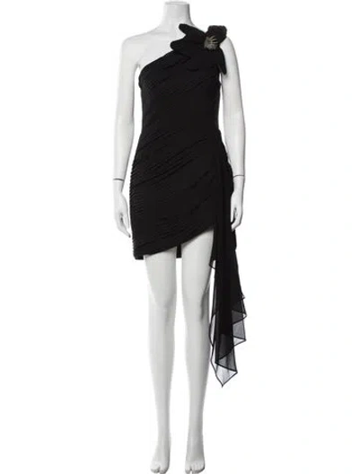 Pre-owned Patbo One-shoulder Mini Dress In Black