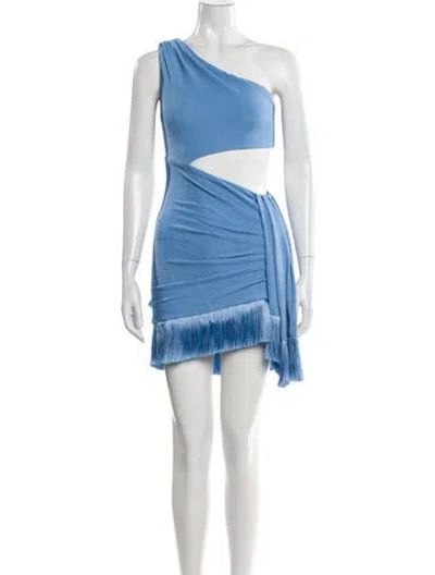 Pre-owned Patbo One-shoulder Mini Dress In Blue