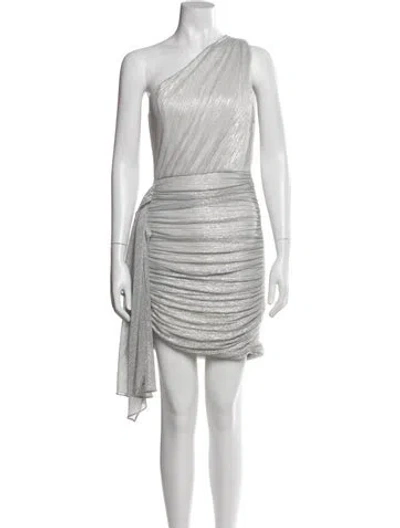 Pre-owned Patbo One-shoulder Mini Dress In Gray