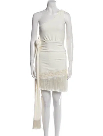 Pre-owned Patbo One-shoulder Mini Dress In Neutral