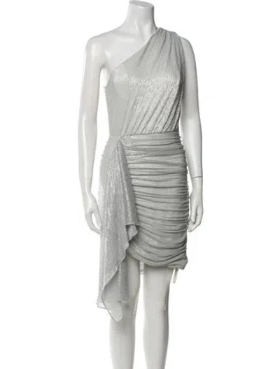 Pre-owned Patbo One-shoulder Mini Dress In Silver