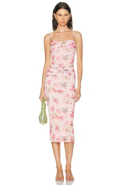 Patbo Orchid Bloom Chiffon Midi Dress In Multi