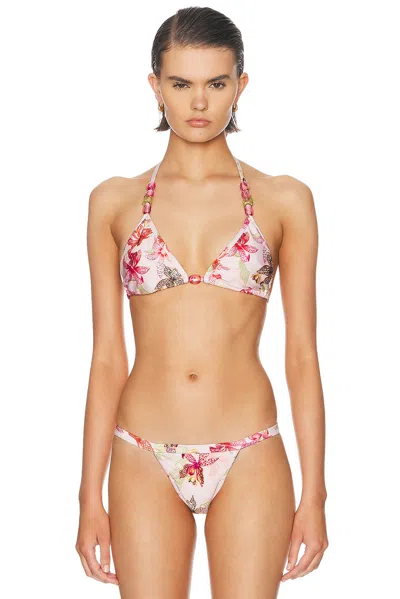 Patbo Orchid Bloom Lycra Triangle Bikini Top In Rose